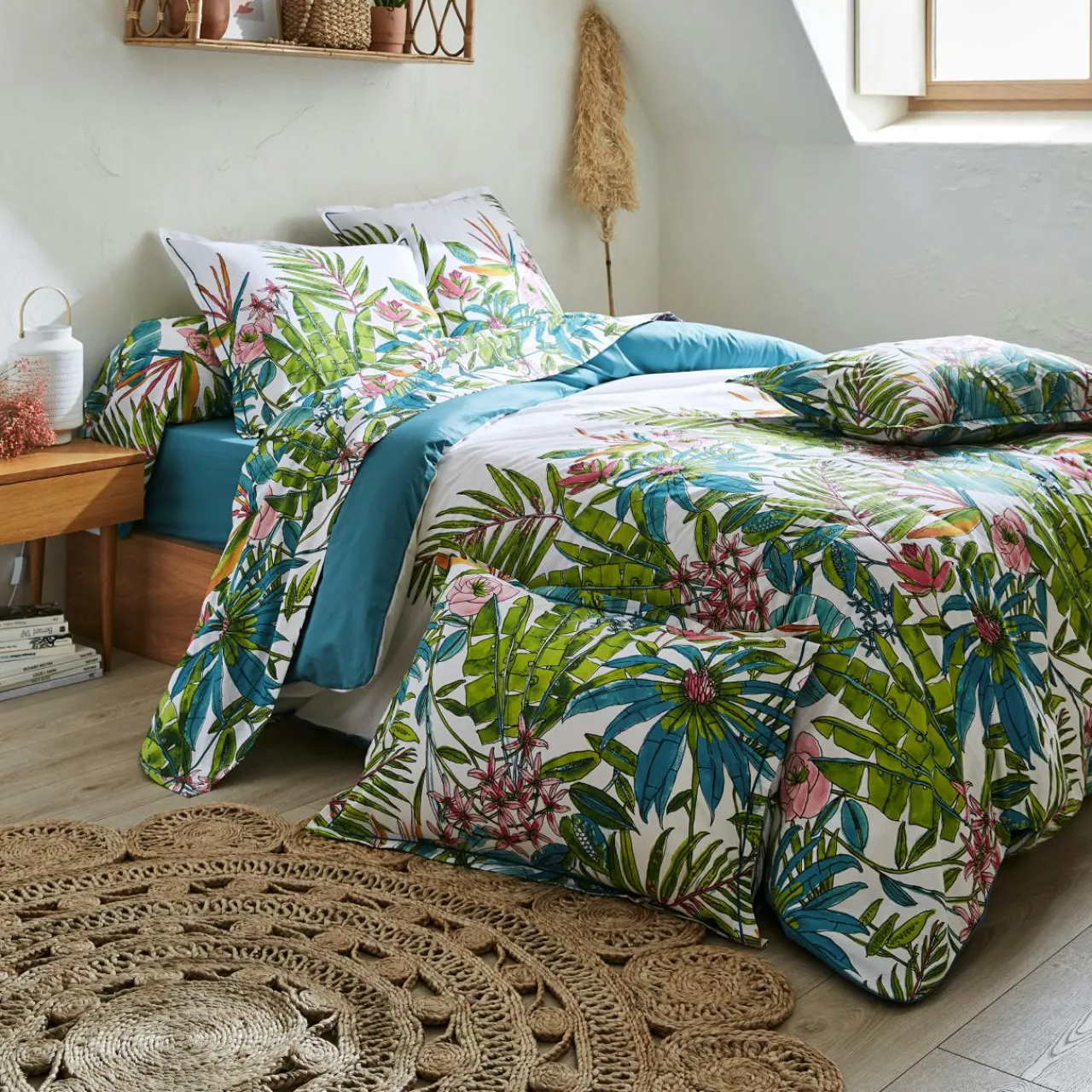 TRADILINGE Taie de traversin coton (L200 cm) Sumatra Paon Multicolore Online