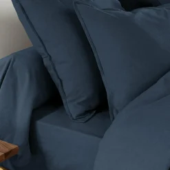EMINZA Taie de traversin flanelle de coton (L185 cm) Théa Bleu nuit Hot