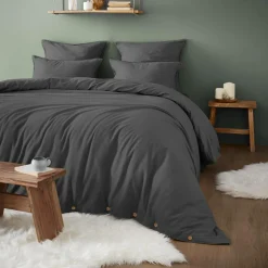 EMINZA Taie de traversin flanelle de coton (L185 cm) Nina Gris Anthracite Outlet