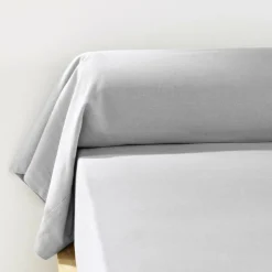 EMINZA Taie de traversin flanelle de coton (L185 cm) Théa Gris clair