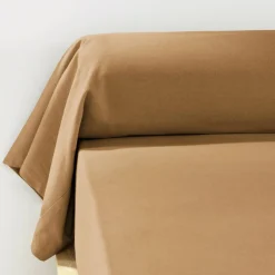 EMINZA Taie de traversin flanelle de coton (L185 cm) Théa Camel New