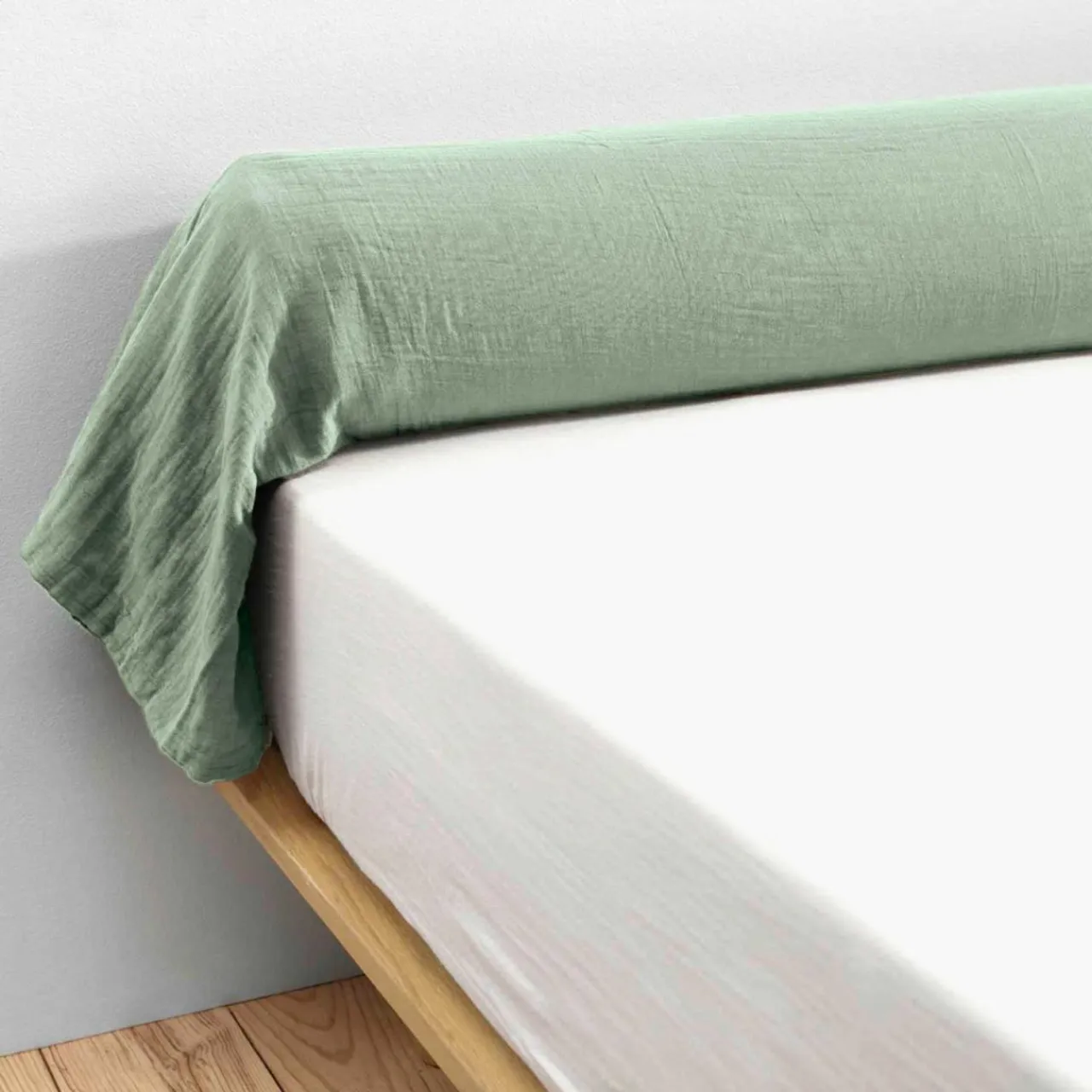 EMINZA Taie de traversin gaze de coton (L185 cm) Gaïa Vert Eucalyptus Hot