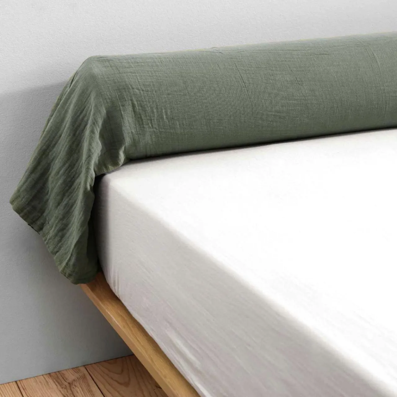 EMINZA Taie de traversin gaze de coton (L185 cm) Gaïa Vert romarin Hot