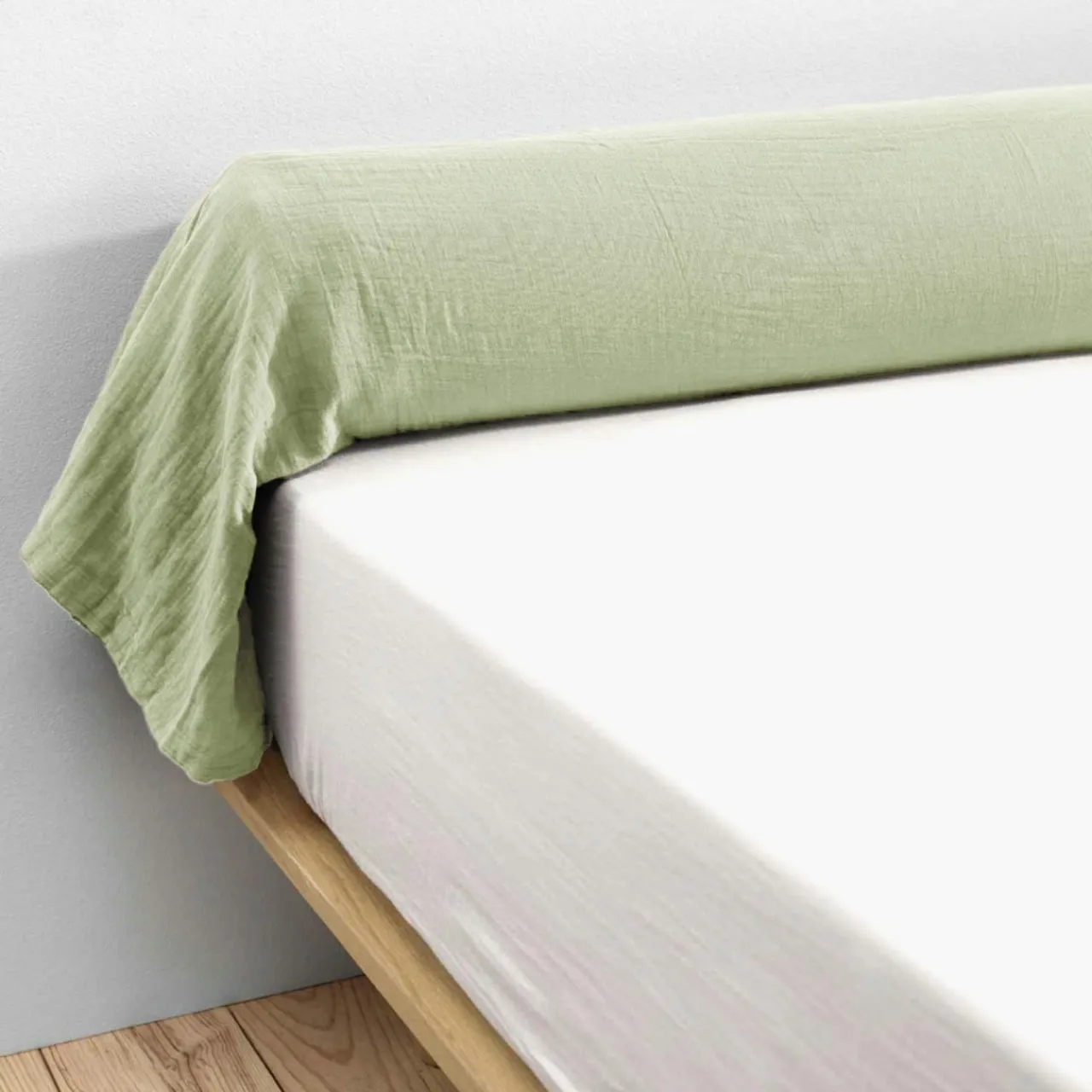 EMINZA Taie de traversin gaze de coton (L185 cm) Gaïa Vert tilleul Discount