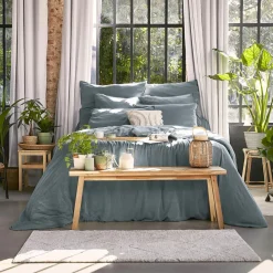 EMINZA Taie de traversin lyocell Tencel™ lavé (27 x 185 cm) Olivia stone Bleu Clearance