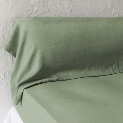 EMINZA Taie de traversin lyocell Tencel™ lavé (27 x 185 cm) Olivia Vert romarin Best