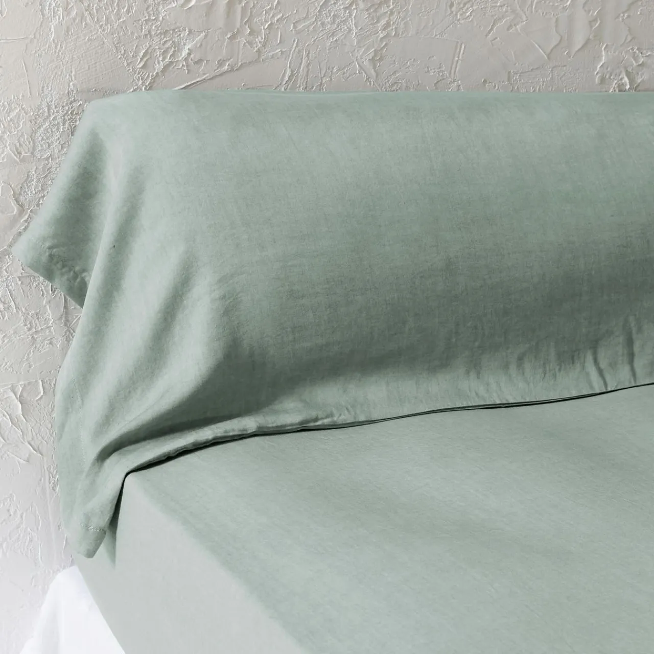 EMINZA Taie de traversin lyocell Tencel™ lavé (27 x 185 cm) Olivia Vert Eucalyptus Outlet