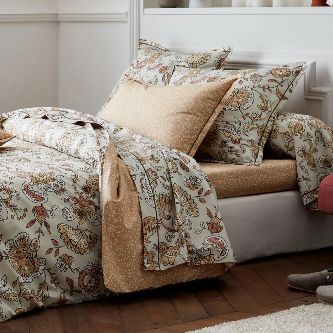 TRADILINGE Taie de traversin percale de coton (L200 cm) Santal Beige