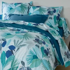 TRADILINGE Taie de traversin percale de coton (L200 cm) Moorea e Bleu