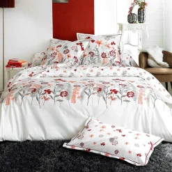 TRADI LINGE Taie de traversin percale de coton (L200 cm) Petite folie Rouge Hot