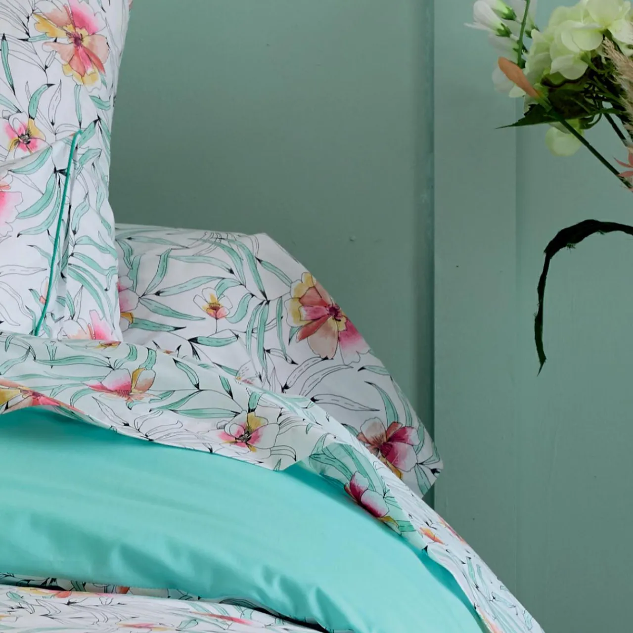 TRADI LINGE Taie de traversin percale de coton (200 cm) Roxane Multicolore Hot