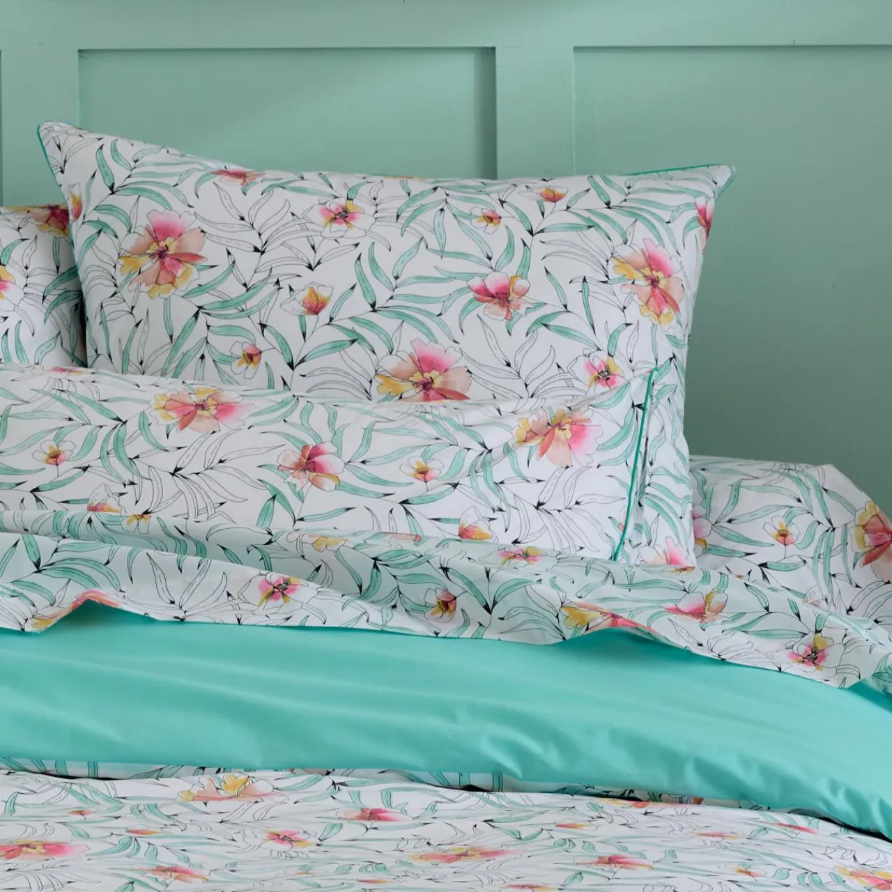 TRADI LINGE Taie de traversin percale de coton (200 cm) Roxane Multicolore Hot