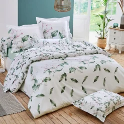 TRADILINGE Taie de traversin percale de coton (L200 cm) Magnolia sauge Vert Hot