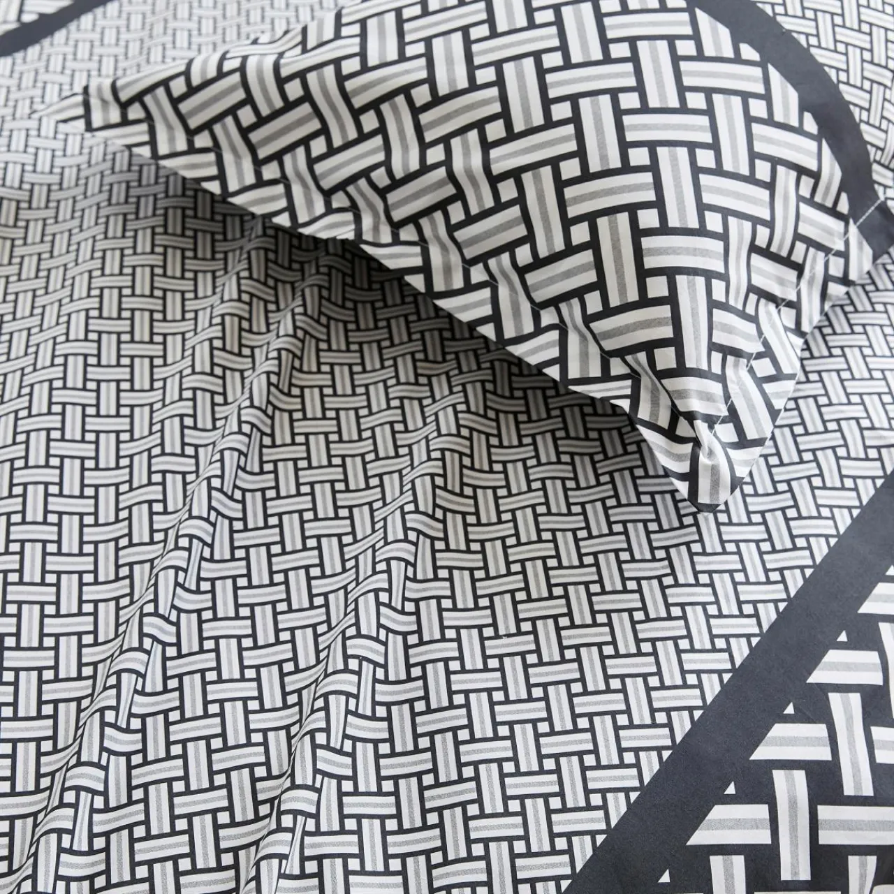 TRADILINGE Taie de traversin percale de coton (L200 cm) Riviera e Gris Outlet