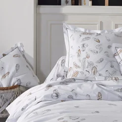 TRADILINGE Taie de traversin percale de coton (L200 cm) Plumes e Gris