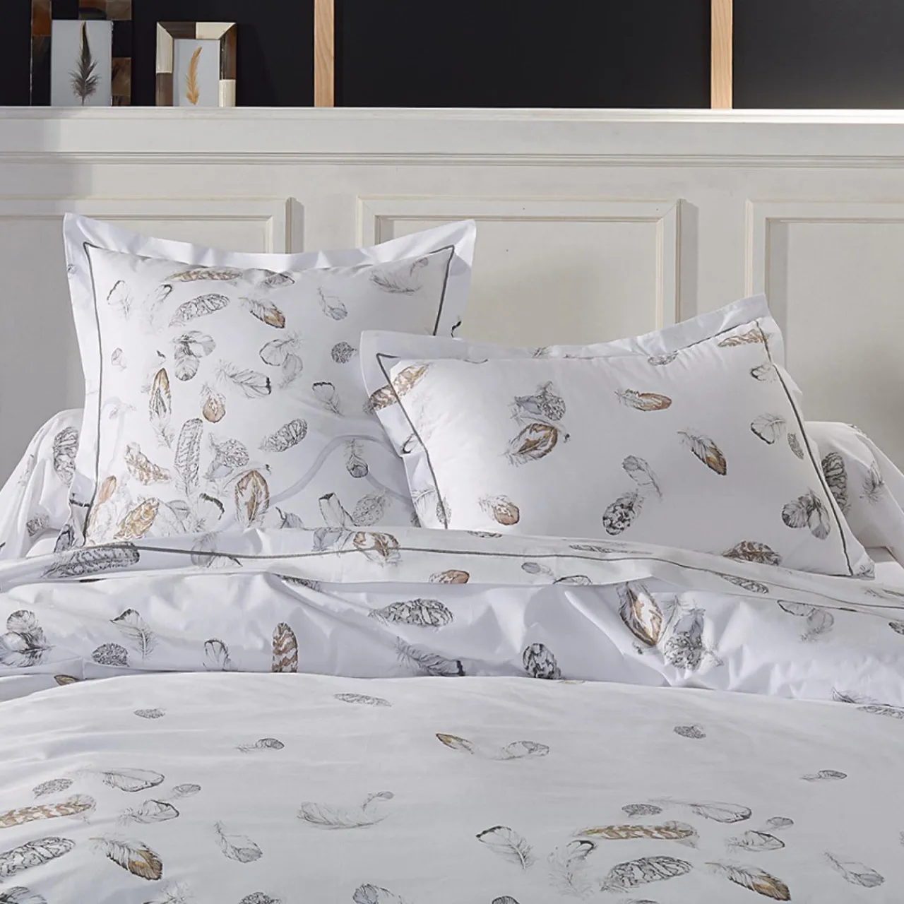 TRADILINGE Taie de traversin percale de coton (L200 cm) Plumes e Gris