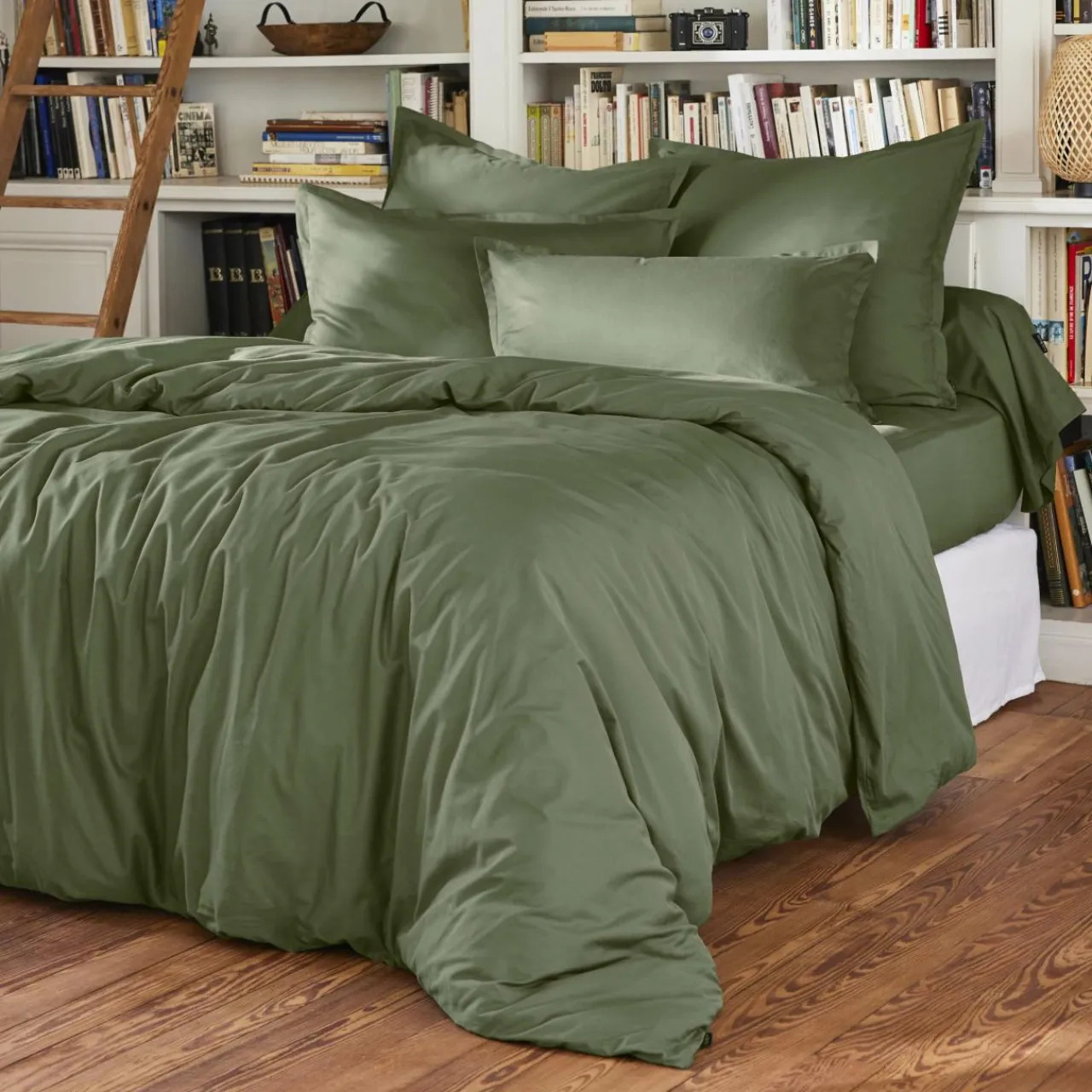 EMINZA Taie de traversin percale de coton (L185 cm) Cali Vert romarin Outlet