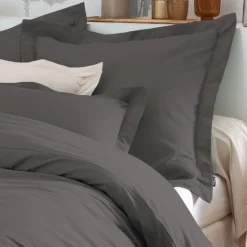 EMINZA Taie de traversin percale de coton (L185 cm) Cali Gris Anthracite New
