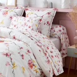 TRADILINGE Taie de traversin percale de coton (L200 cm) Elisa Rose