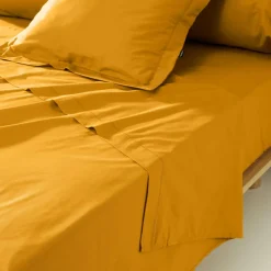 EMINZA Taie de traversin percale de coton (L185 cm) Cali Jaune moutarde New