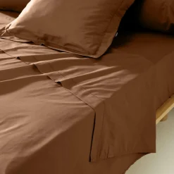 EMINZA Taie de traversin percale de coton (L185 cm) Cali Marron Chocolat Online