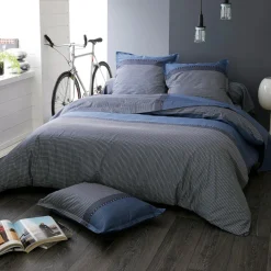TRADI LINGE Taie de traversin satin de coton (L200 cm) Enzo e Bleu