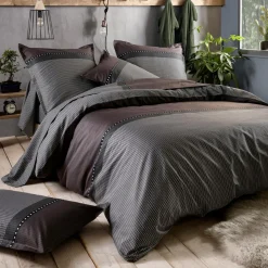TRADI LINGE Taie de traversin satin de coton (L200 cm) Enzo e Noir Outlet