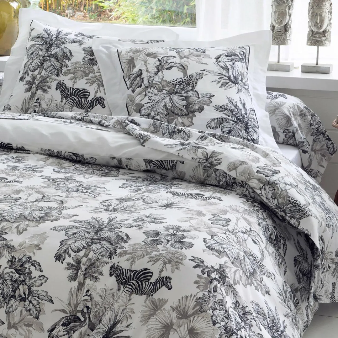 TRADILINGE Taie de traversin satin de coton (L200 cm) Savane e Noir Sale