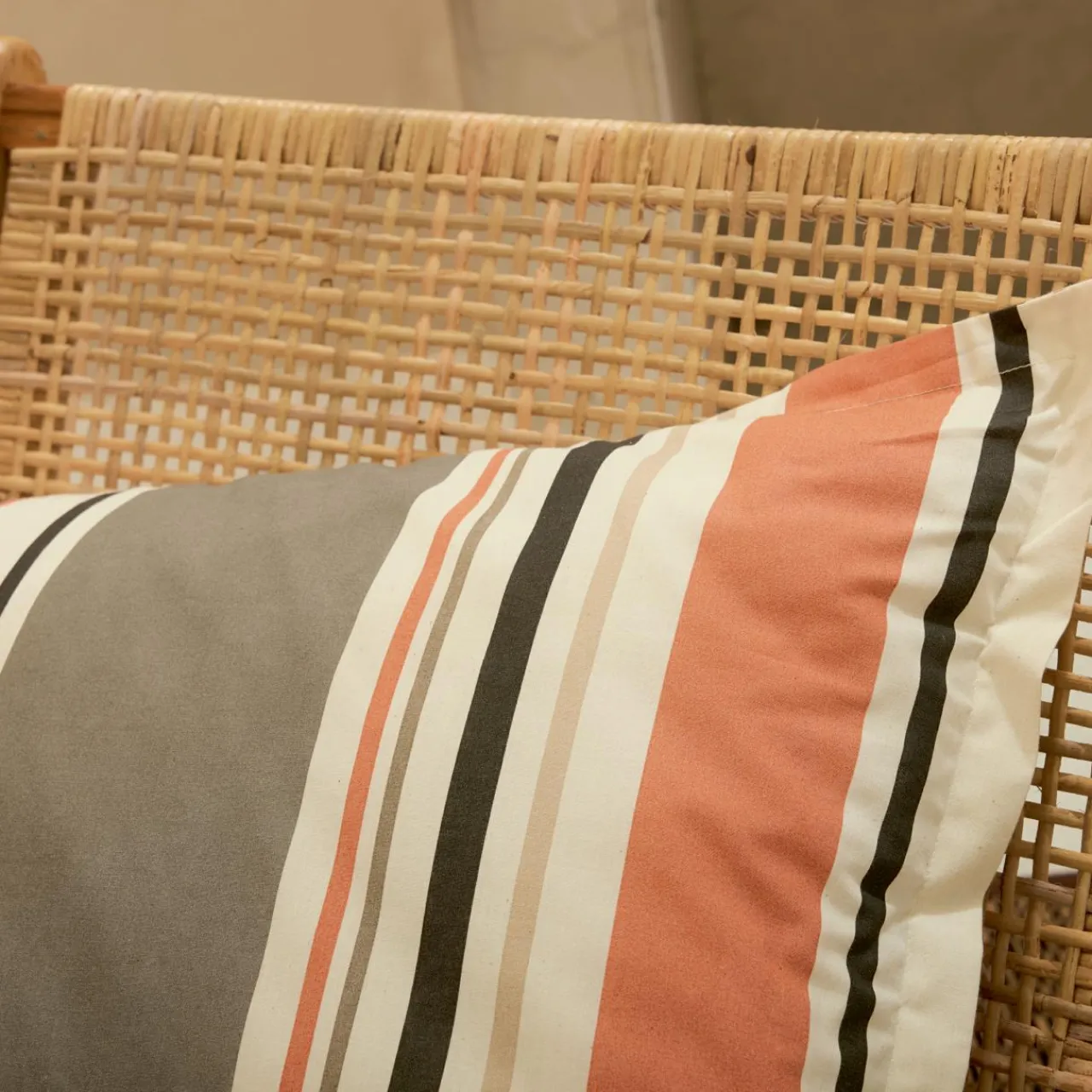 TRADI LINGE Taie d'oreiller carrée coton lavé (65 x 65 cm) Hugo Corail Orange Clearance