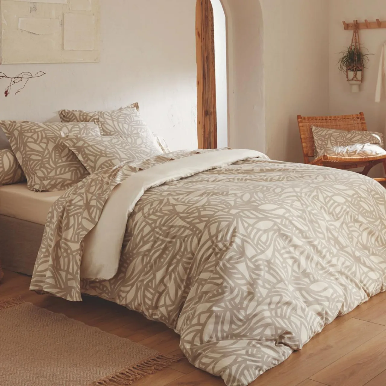TRADILINGE Taie d'oreiller carrée coton lavé (65 x 65 cm) Séréna Beige Hot