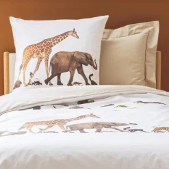 TRADILINGE Taie d'oreiller carrée enfant percale de coton ( 65 x 65 cm) Noé Multicolore Discount