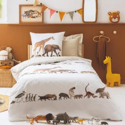 TRADILINGE Taie d'oreiller carrée enfant percale de coton ( 65 x 65 cm) Noé Multicolore Discount