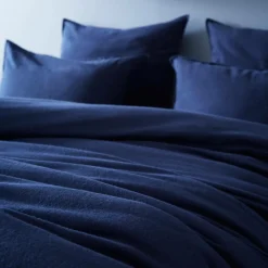 EMINZA Taie d'oreiller carrée flanelle de coton (80 x 80 cm) Nina Bleu nuit Sale