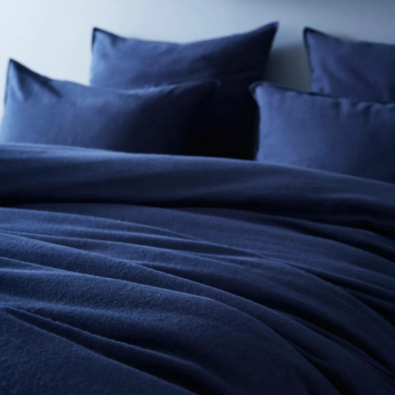 EMINZA Taie d'oreiller carrée flanelle de coton (80 x 80 cm) Nina Bleu nuit Sale