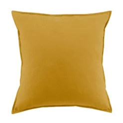 EMINZA Taie d'oreiller carrée flanelle de coton (63 x 63 cm) Nina Jaune ocre