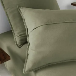 EMINZA Taie d'oreiller carrée flanelle de coton (63 x 63 cm) Théa Vert romarin Sale