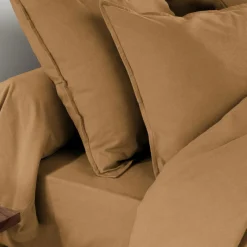 EMINZA Taie d'oreiller carrée flanelle de coton (63 x 63 cm) Théa Camel Discount