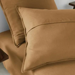 EMINZA Taie d'oreiller carrée flanelle de coton (63 x 63 cm) Théa Camel Discount