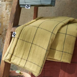 EMINZA Taie d'oreiller carrée gaze de coton (60 x 60 cm) Gaïa Match Vert romarin New