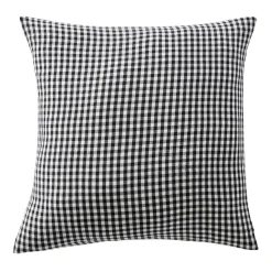 EMINZA Taie d'oreiller carrée gaze de coton (60 x 60 cm) Gaïa vichy e Noir Sale