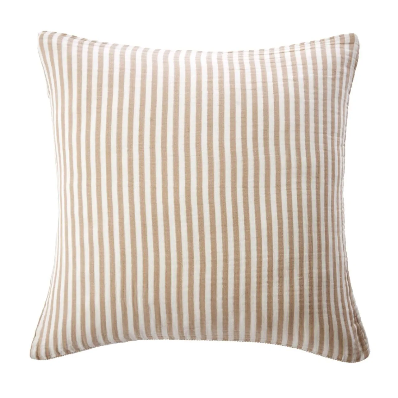 EMINZA Taie d'oreiller Carrée gaze de coton (80 x 80 cm) Gaïa rayures Ficelle Rayure Ficelle Hot