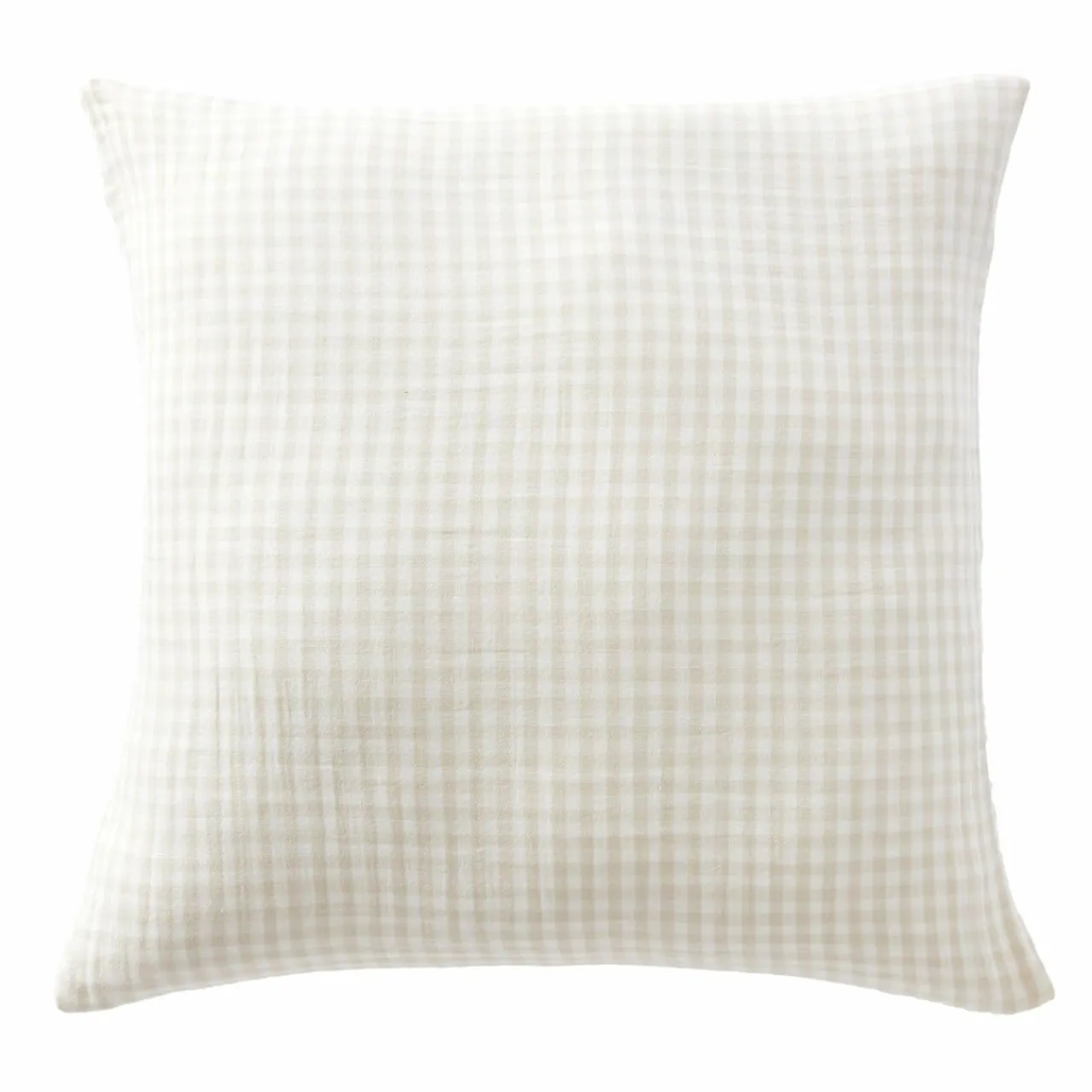 EMINZA Taie d'oreiller Carrée gaze de coton (80 x 80 cm) Gaïa Vichy beige Discount