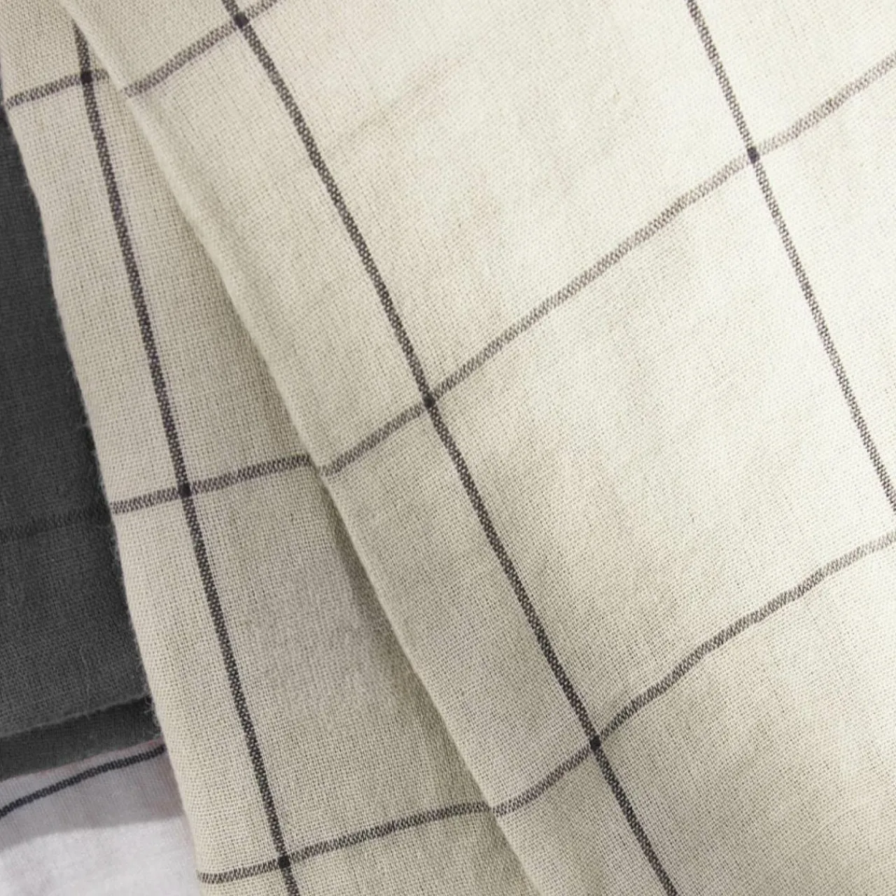 EMINZA Taie d'oreiller carrée gaze de coton (60 x 60 cm) Gaïa Match pampa Beige