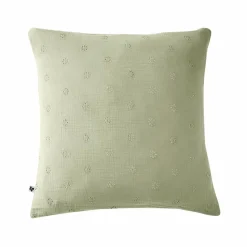 EMINZA Taie d'oreiller carrée gaze de coton (60 x 60 cm) Gaïa Boho Vert tilleul New