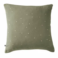 EMINZA Taie d'oreiller carrée gaze de coton (60 x 60 cm) Gaïa Chic Vert romarin