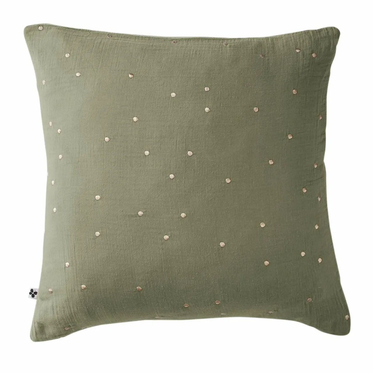 EMINZA Taie d'oreiller carrée gaze de coton (60 x 60 cm) Gaïa Chic Vert romarin