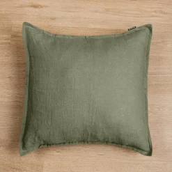 EMINZA Taie d'oreiller carrée lin lavé (60 x 60 cm) Louise Vert romarin Online