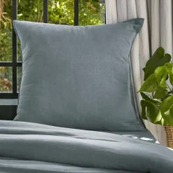 EMINZA Taie d'oreiller carrée lyocell Tencel™ lavé (80 x 80 cm) Olivia stone Bleu Best
