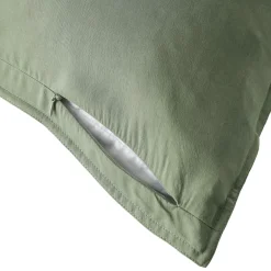 EMINZA Taie d'oreiller carrée lyocell Tencel™ lavé (80 x 80 cm) Olivia Vert romarin Clearance