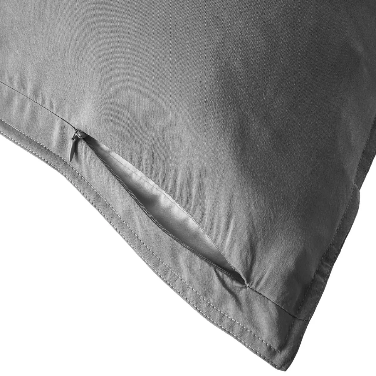 EMINZA Taie d'oreiller carrée lyocell Tencel™ lavé (80 x 80 cm) Olivia granit Gris Outlet